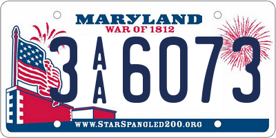MD license plate 3AA6073