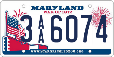 MD license plate 3AA6074