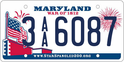 MD license plate 3AA6087