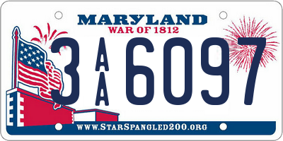 MD license plate 3AA6097