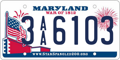 MD license plate 3AA6103