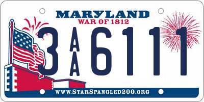 MD license plate 3AA6111