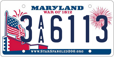 MD license plate 3AA6113