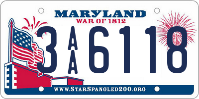 MD license plate 3AA6118