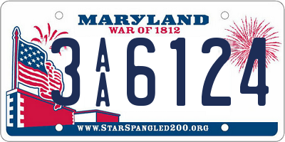 MD license plate 3AA6124