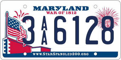 MD license plate 3AA6128