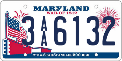 MD license plate 3AA6132