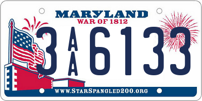 MD license plate 3AA6133