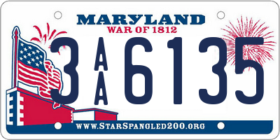 MD license plate 3AA6135