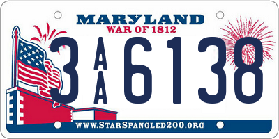 MD license plate 3AA6138