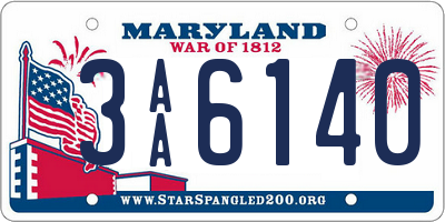 MD license plate 3AA6140