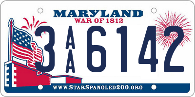 MD license plate 3AA6142