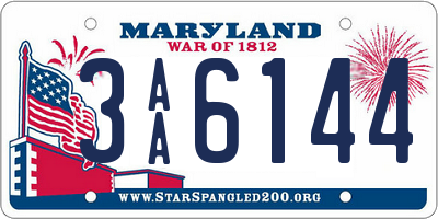 MD license plate 3AA6144