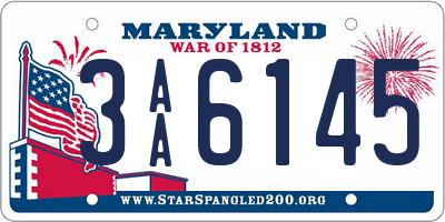 MD license plate 3AA6145