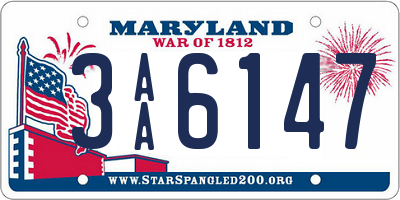 MD license plate 3AA6147