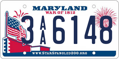 MD license plate 3AA6148
