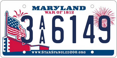 MD license plate 3AA6149