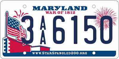 MD license plate 3AA6150