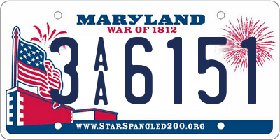 MD license plate 3AA6151