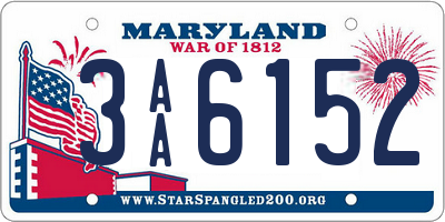 MD license plate 3AA6152