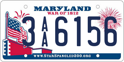 MD license plate 3AA6156