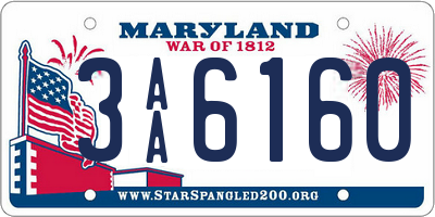 MD license plate 3AA6160