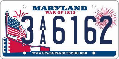 MD license plate 3AA6162