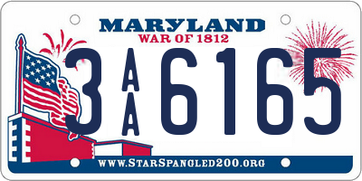 MD license plate 3AA6165