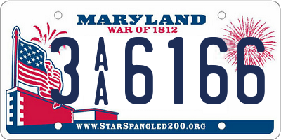 MD license plate 3AA6166