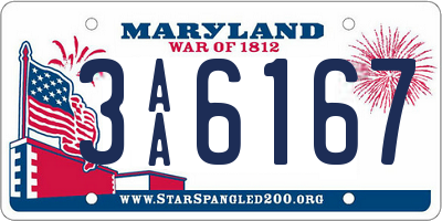 MD license plate 3AA6167