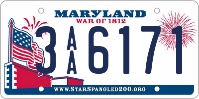 MD license plate 3AA6171