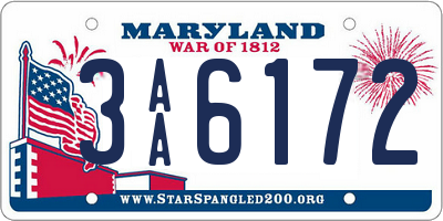 MD license plate 3AA6172