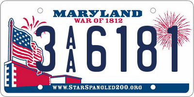 MD license plate 3AA6181