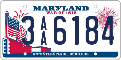 MD license plate 3AA6184