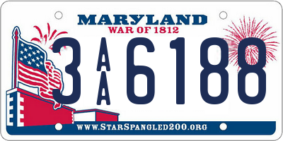 MD license plate 3AA6188