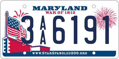 MD license plate 3AA6191