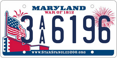 MD license plate 3AA6196