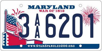 MD license plate 3AA6201