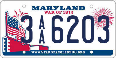 MD license plate 3AA6203