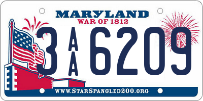 MD license plate 3AA6209