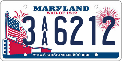 MD license plate 3AA6212