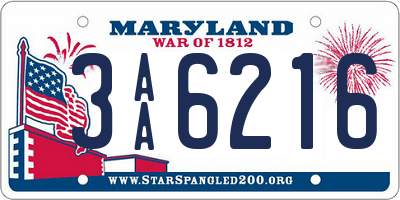 MD license plate 3AA6216