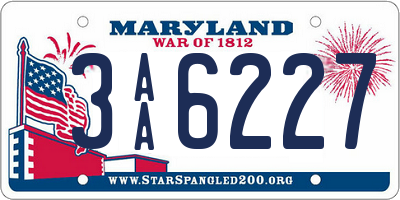 MD license plate 3AA6227