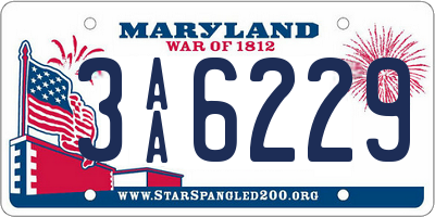MD license plate 3AA6229