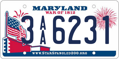 MD license plate 3AA6231