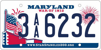 MD license plate 3AA6232