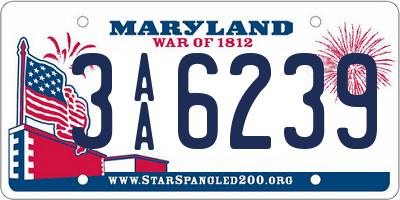 MD license plate 3AA6239