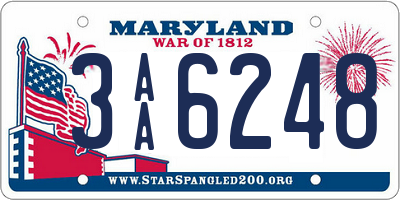 MD license plate 3AA6248