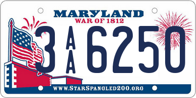 MD license plate 3AA6250