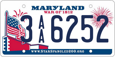 MD license plate 3AA6252